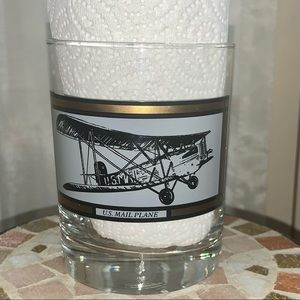 US Mail Plane Tumbler Glass United States History Biplane Postal Worker Gift